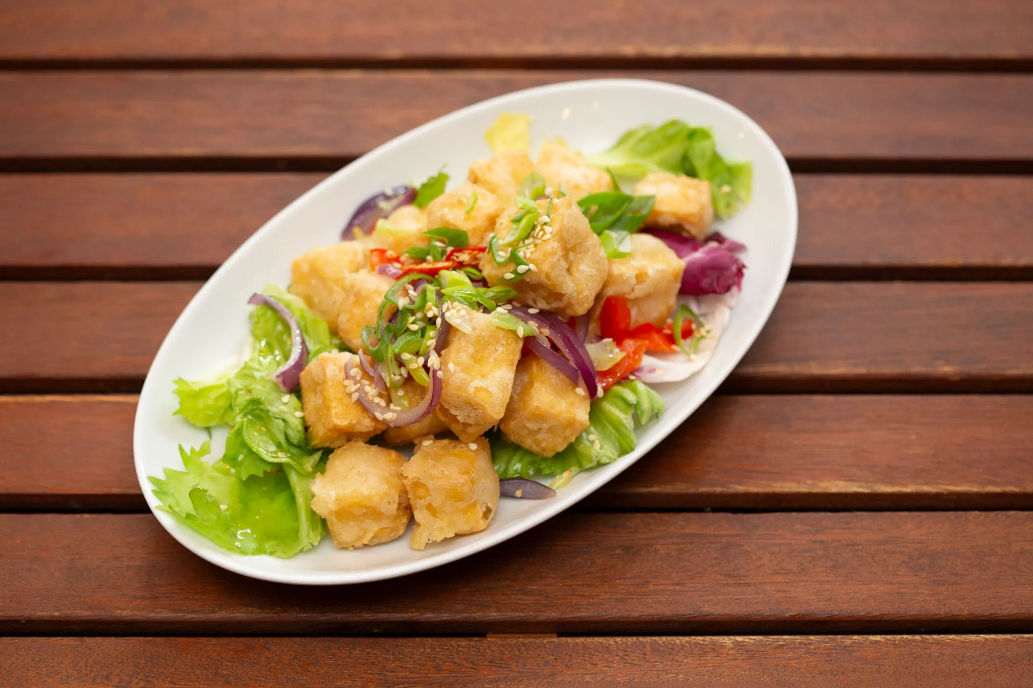 Dim Sum Salt and Pepper Tofu - crispy fried tofu with Sichuan pepper crust - Yung Kitchen Frankfurt